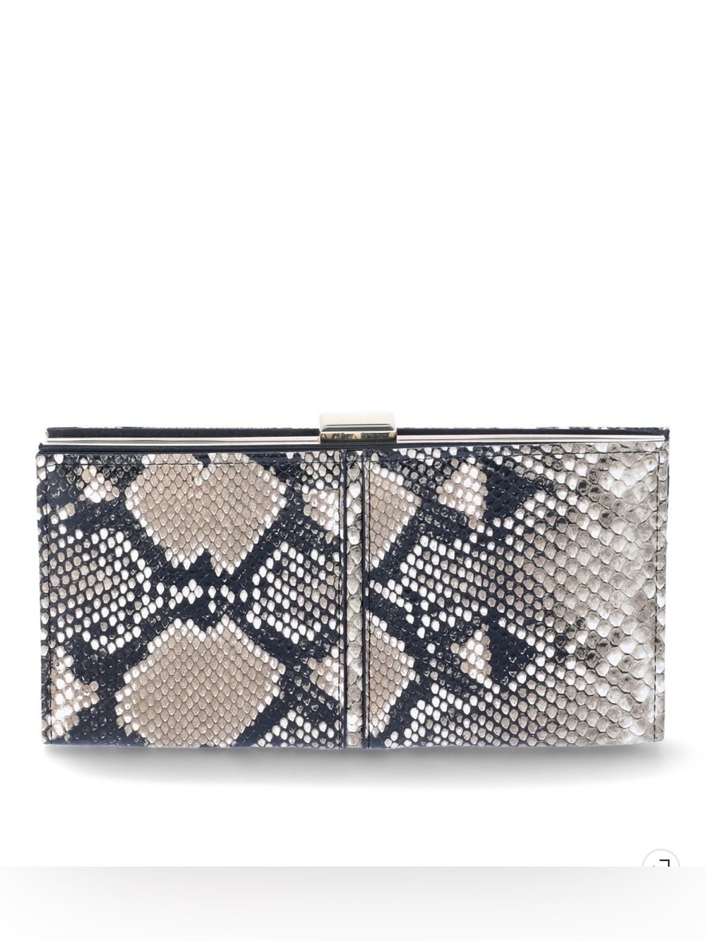 Snake-Embossed Leather Clutch - Neutral